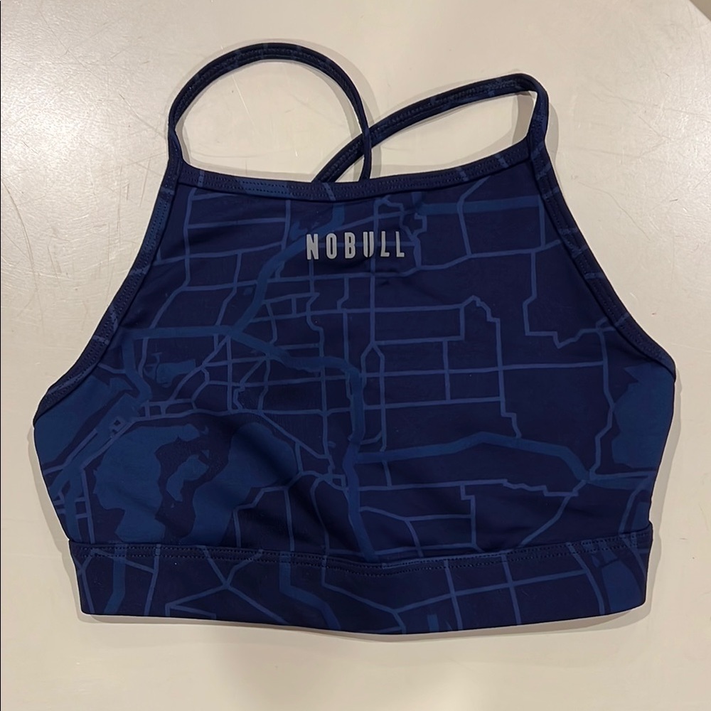 NOBULL Women's Navy blue madison print high neck Sports Bra